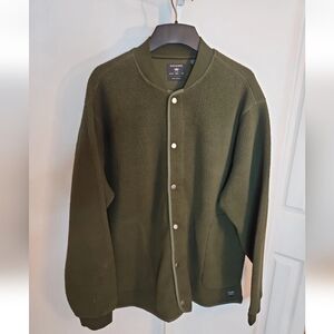 Dockers Men’s XXL Fleece Snap Button Jacket Olive Green 100% Polyester